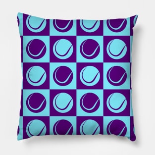 Tennis Ball Checkered Seamless Pattern - Blue - Purple Tones Pillow