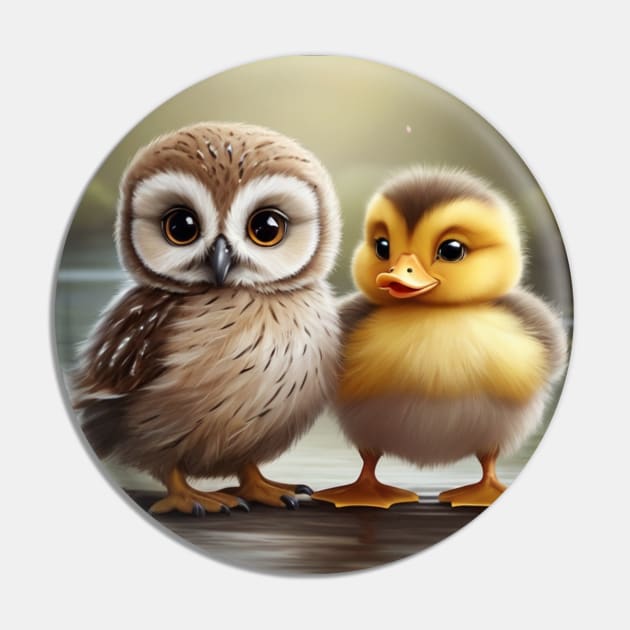 Cute Baby Owl and Baby Yellow Duck Best Friends. Pin by susiesue