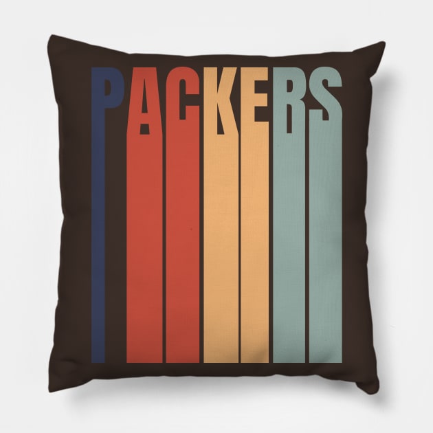 Packers Retro Pillow by FootballBum