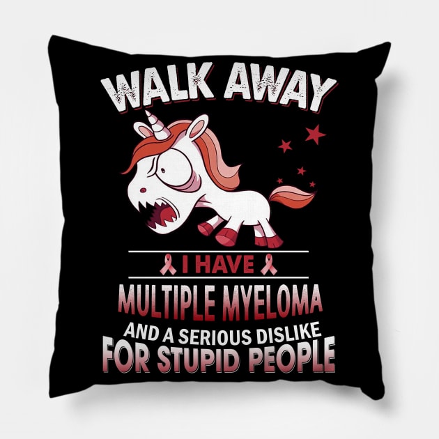 funny multiple myeloma grumpy unicorn warrior Pillow by TeesCircle