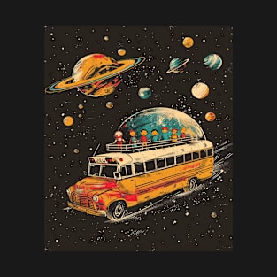 Galactic School Run: Vintage Space Bus Adventure Tee T-Shirt