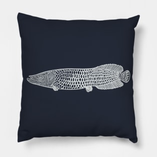 Arapaima Huge Fish Ink Art - dark colors Pillow