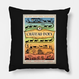 Château-d'Œx,Switzerland,Travel Poster Pillow