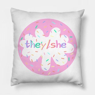 Birthday Cake They/She Pronoun Pin Pillow