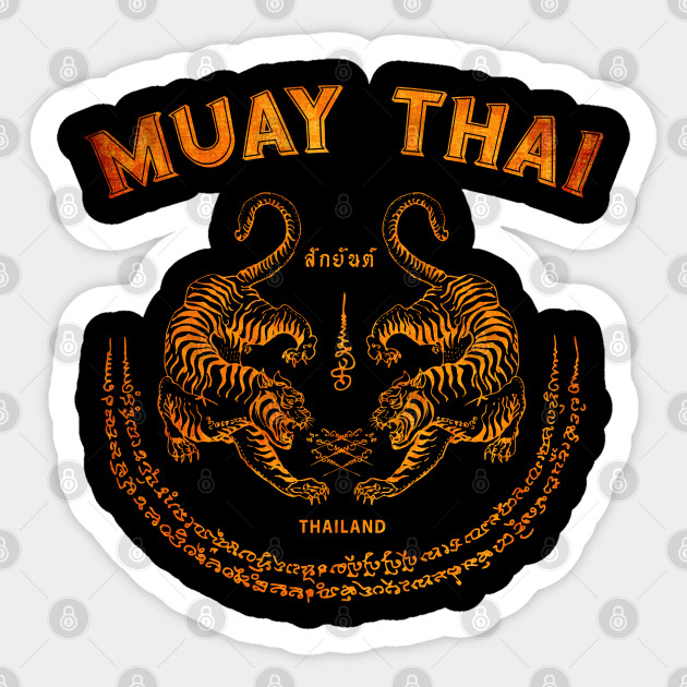 Muay Thai Tiger Sak Yant Tattoo Kickboxing Thailand Muay Thai Sticker Teepublic