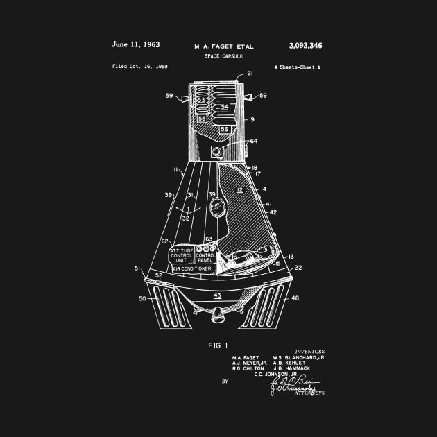 Space Capsule 1963 astrology pluto jupiter astronaut rocket spaceship by Anodyle