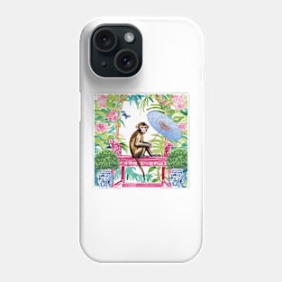 Monkey in chinoiserie garden Phone Case