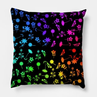 Rainbow Bouquet of Spring Flowers Pattern Pillow