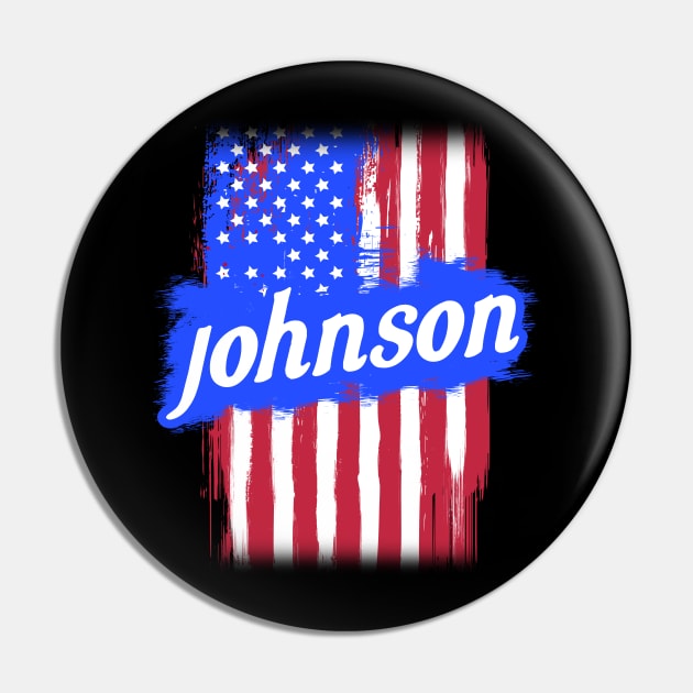 American Flag Johnson Family Gift T-shirt For Men Women, Surname Lastname Pin by darius2019