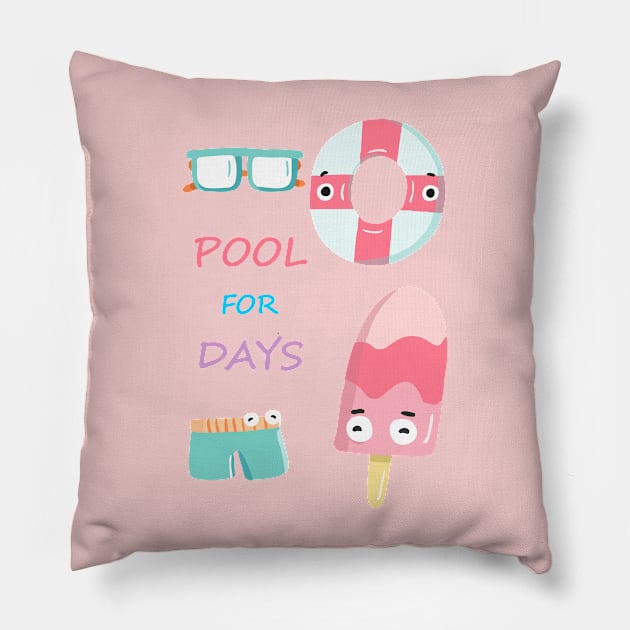 Sunny mood and "Pool for days" Pillow by Vapison