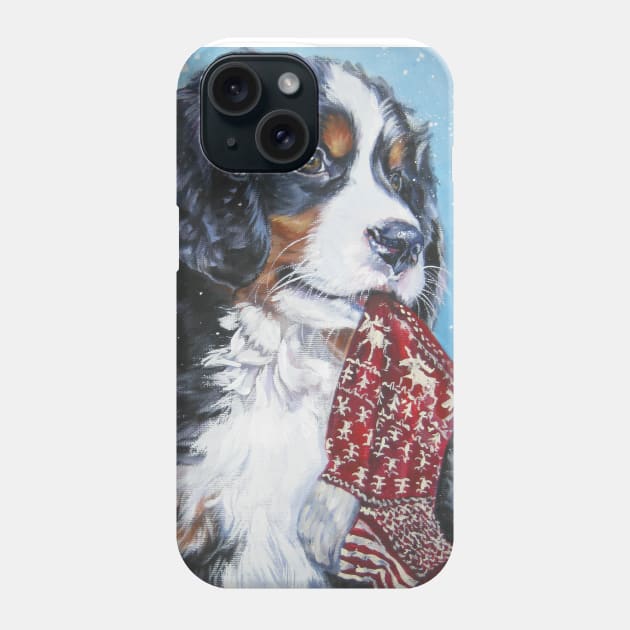 Bernese Mountain Dog Christmas Fine Art Painting Phone Case by LASHEPARD