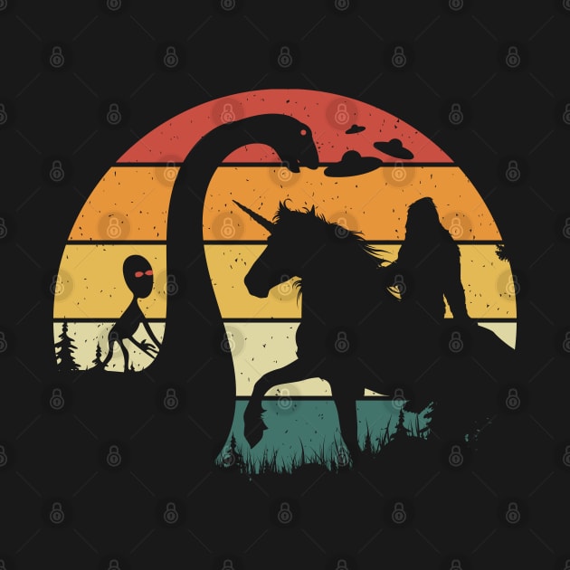 Bigfoot Riding Unicorn alien Loch Ness Monster by Tesszero