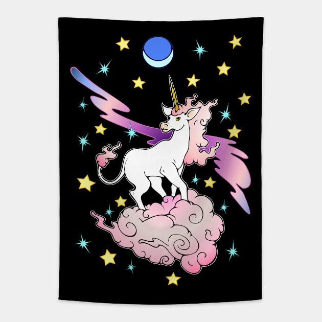 Space Unicorn Tapestry by DarlaHallmark