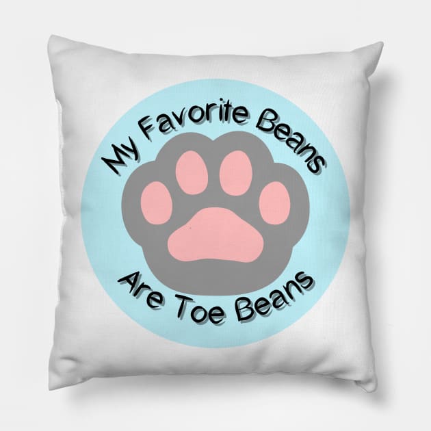 My Favorite Beans Are Toe Beans Gray Blue Pillow by AKawaiiPastels