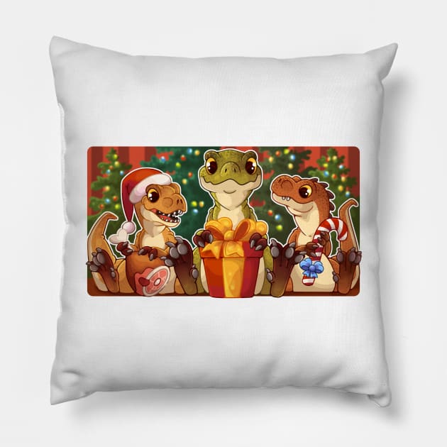 New Year dinosaurs Pillow by NatureDrawing