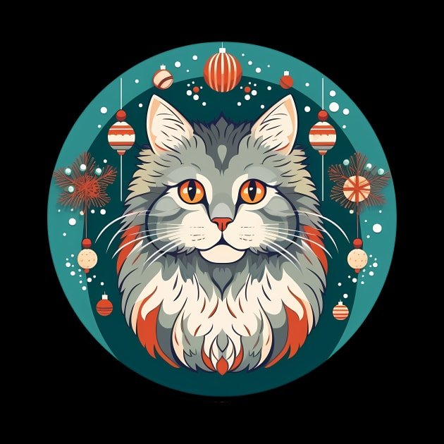 Norwegian Forest Cat Xmas Ornament, Love Cats by dukito