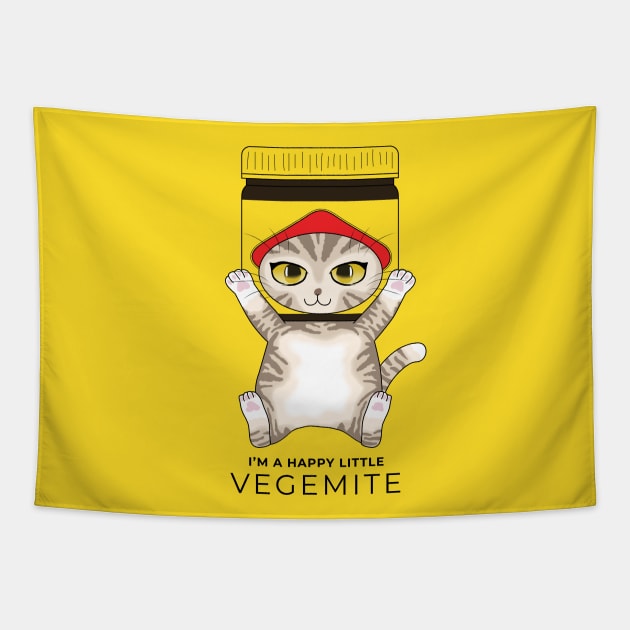 Vegemite Cat Tapestry by akwl.design