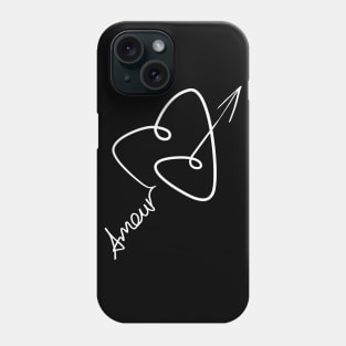 Amour. Heart-shaped curved Cupid's dart (white) Phone Case