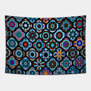 Moroccan tile glowing pattern Tapestry