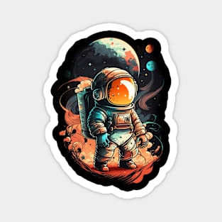 CHIBI CARTON ASTRONAUT IN OUTERSPACE WITH MOON Magnet