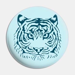 TIGER'S EYE Staring Wild Big Cat Tiger Head in Dark Blue - UnBlink Studio by Jackie Tahara Pin