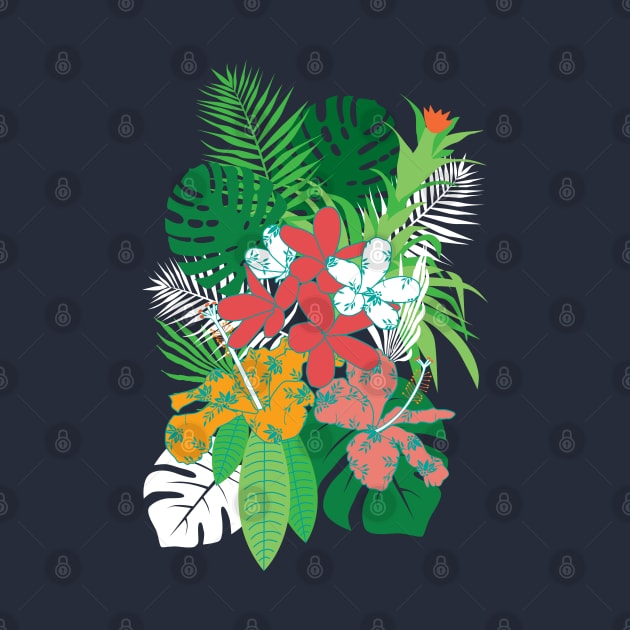 Tropical Flowers Palm Leaves by Lisa