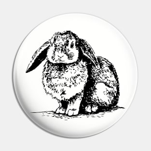 Dwarf Rabbit Charcoal Cute Floppy Ears Bunny Pin