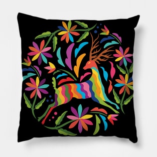 Mexican Otomí Deer by Akbaly Pillow