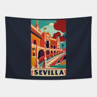 A Vintage Travel Art of Seville - Spain Tapestry