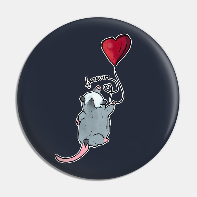 Forever: Romantic Opossum Pin by nonbeenarydesigns