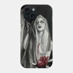 Bloody Valentine - star, night night, heart, bdsm, toxic love, dark nun, stranger, star, moon, girl, blood, demon, three of swords, tarot, sticker Phone Case