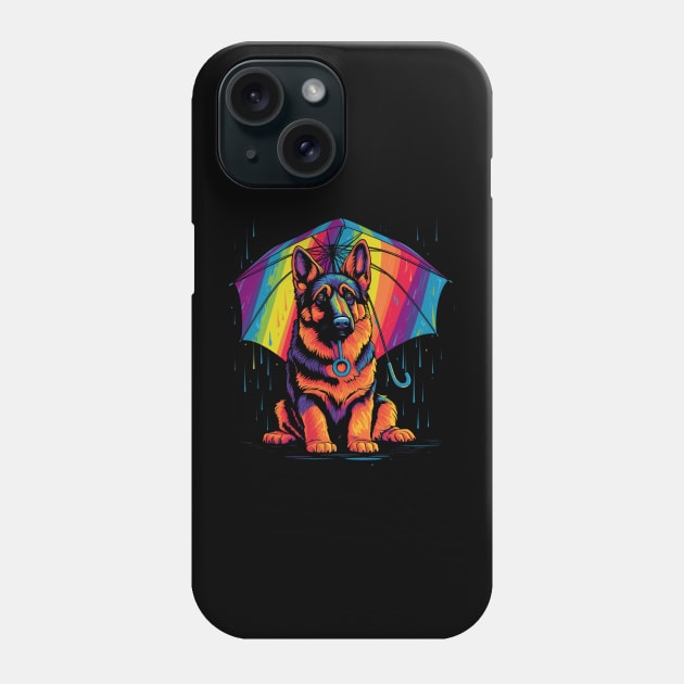 German Shepherd Rainy Day With Umbrella Phone Case by JH Mart