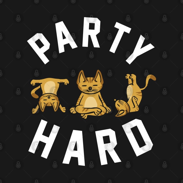 Party Hard Funny Cats Doing Yoga by KsuAnn