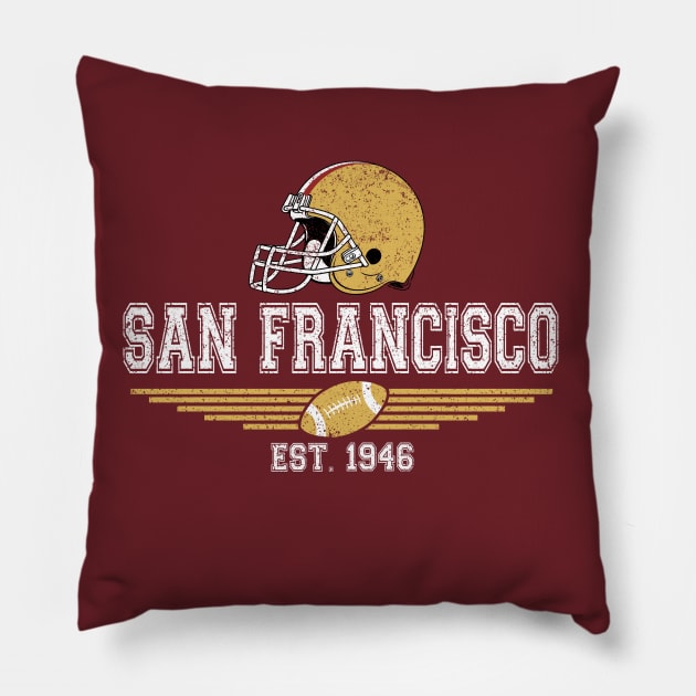 San Francisco Vintage Football Est 1946 For Helmet Game Day Pillow by cytoplastmaximume