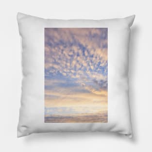 Calm sunset clouds and blue sky Pillow