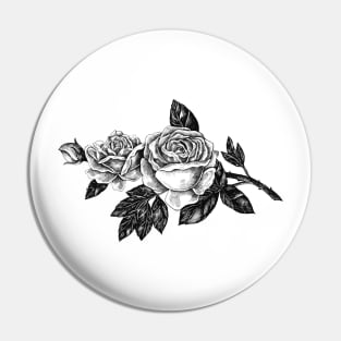 Vintage roses design, Black and white floral pattern Pin