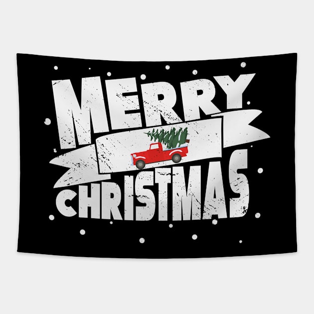 Vintage Wagon Christmas Pickup Truck Retro Tapestry by Tom´s TeeStore