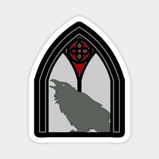 Gothic pointed arch - black raven in window Magnet