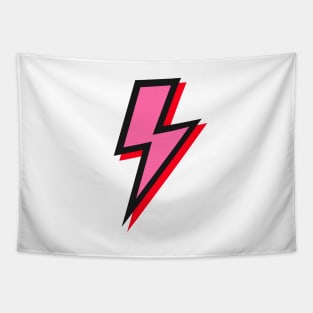 Pink and Red Lightning Bolts with Black Outline Tapestry