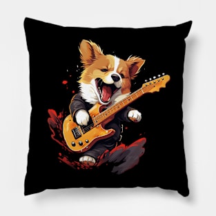 corgi play guitar Pillow