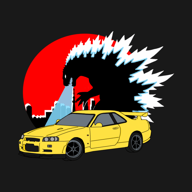 Yellow Godzilla Skyline by VanityChiks