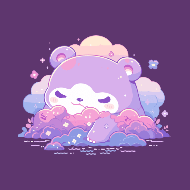 Cute Fluffy Purple Baby Kawaii Cloud Bear by Kawaii Kingdom