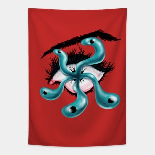 Horror eye tentacle monster creepy weird gothic art Tapestry