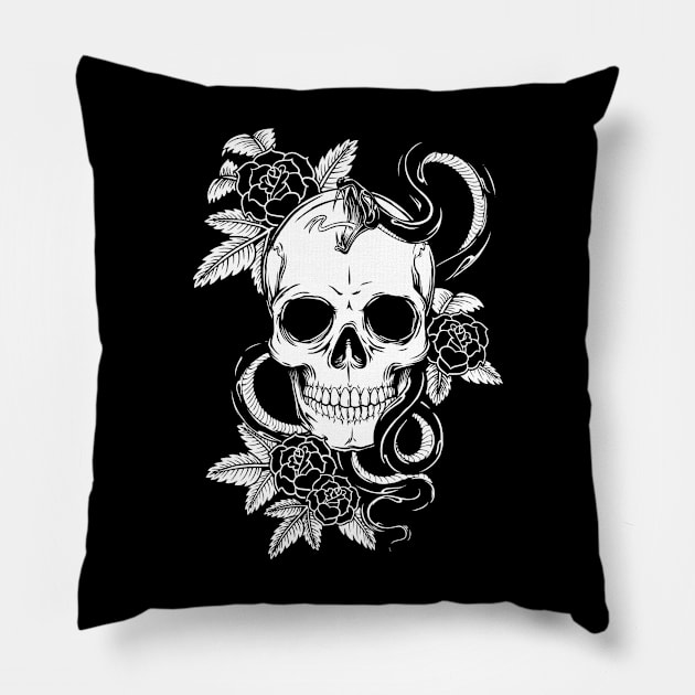 Skull Art Design - Snake Adornment Pillow by MacDesignsAU