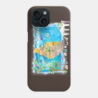 Montserrat Illustrated Travel Map with Roads and Highlights Phone Case