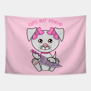 cute but psycho, Kawaii psycho dog Tapestry