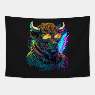 Retrowave Bison Tapestry