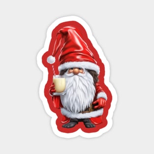 Norwegian Elf Nisse Gnome Gonk Holding A Glass Of Egg Nog Magnet