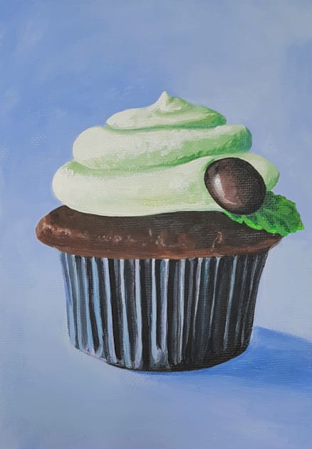 Mint Chocolate Cupcake Painting Kids T-Shirt by EmilyBickell