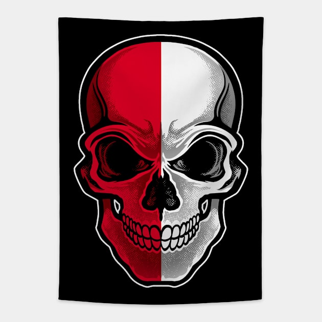 Polish Flag Skull Poland Patriotic Skeleton Tapestry by MerchFrontier